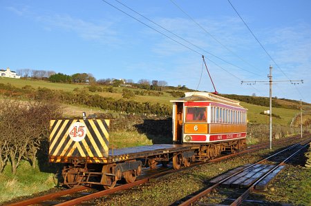 Car No.6 with Works Trailer No.45 at Ballaragh in early January 2013. © Andrew Scarffe