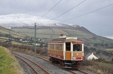 Car No.9 passing Browns Crossing, with a snow covered North Barrule as a backdrop, 10.03.13 © Andrew Scarffe