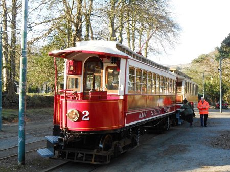Car No.2 on its second day in passenger service since September 2010 on the 30th March. The 1893-built Car is seen at Laxey with Trailer No.57 at 4:55pm.