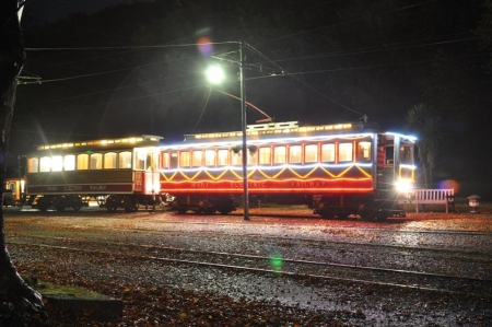 'Illuminated' Car No.9 and Trailer No.58 await Pie in the Sky Passengers at Laxey, October 2013 © Andrew Scarffe