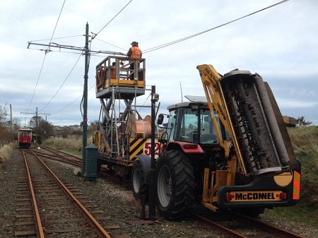 Car No.32 and Trailer No.52 on Overhead line repair duties in February 2014. © Craig Denning