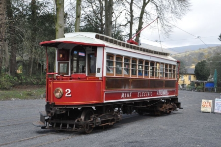 Car No.2 working the 12:10 Ramsey to Derby Castle, pictured here at Laxey. © Andrew Scarffe