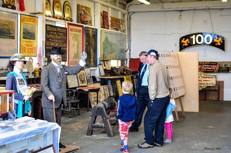 Visitors view artifacts in the Derby Castle Car Shed museum. © David Lloyd-Jones
