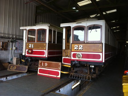 A selection of past & present Winter Saloon articfacts on display at Derby Castle, July 2014.