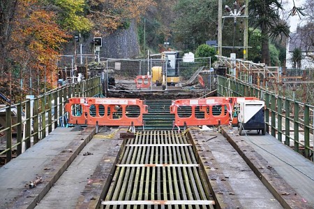 Removal of the wooden decking underway at Ballure Viaduct, 16.11.14