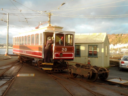 Car No.20 shunts one of the trucks destined for Ratchet Car No.14 in the yard at Derby Castle. © Andrew Scarffe